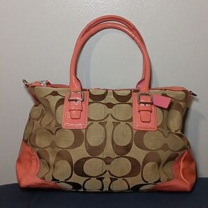 Coach Tan and Pink Satchel Bag